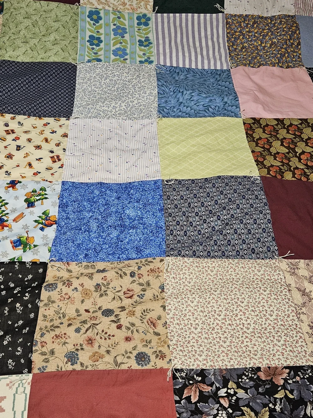 Homemade Patchwork Quilt Throw - Multicolor Squares